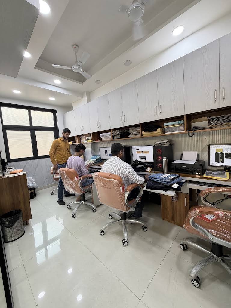 Lekha design team working at computers in the New Delhi office