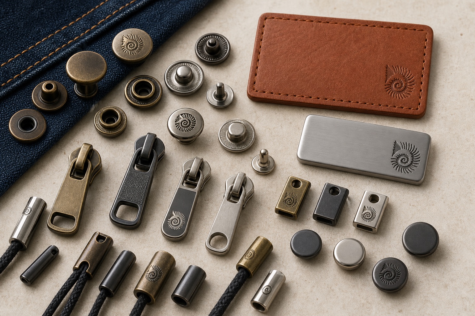 Lekha metal rivets, snaps, zipper pulls, cord ends and garment plates
